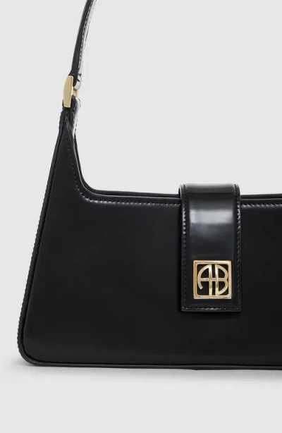 Anine Bing Lou Shoulder Bag In High-shine Black