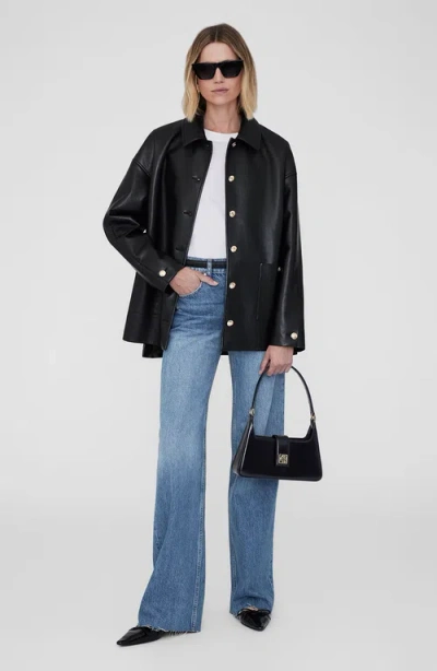Anine Bing Lou Shoulder Bag In High-shine Black