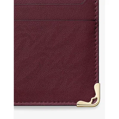 Cartier Womens Must De  Double Leather Card Holder Burgundy