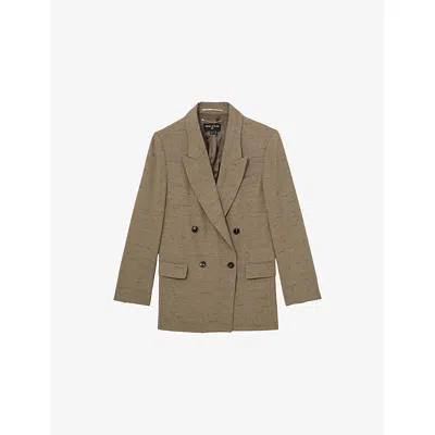Reiss Womens  X Atelier Lina Double-breasted Woven Suit Jacket Grey