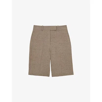 Reiss Womens  X Atelier Lina Tailored Woven Shorts Grey