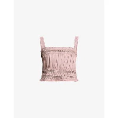 Allsaints Womens Talia Cropped Modal Top Mauve Pink
