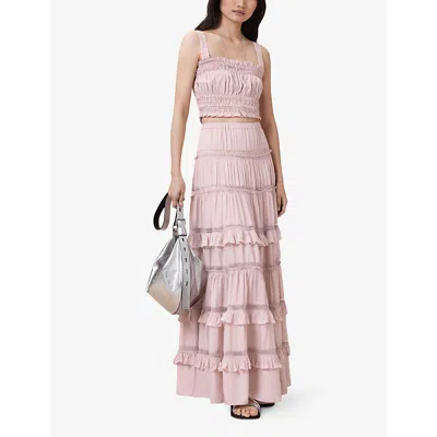 Allsaints Womens Talia Cropped Modal Top Mauve Pink