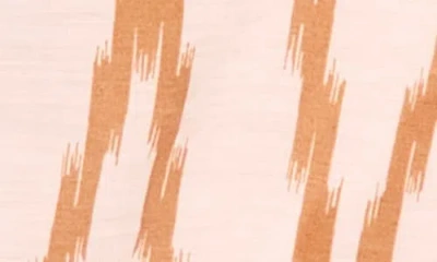 Vince Camuto Ikat Print Split Neck Peasant Top In Neutral
