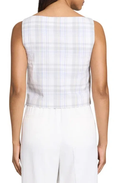 Theory Plaid Bateau-neck Top