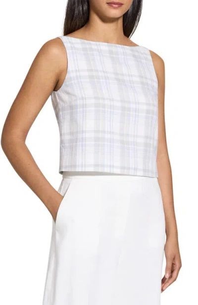 Theory Plaid Bateau-neck Top