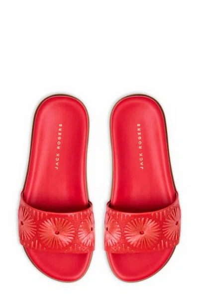 Jack Rogers Somerset Embroidered Slide Sandal In Red