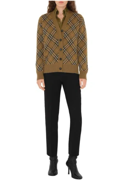 Burberry Check Wool Mohair Blend Cardigan