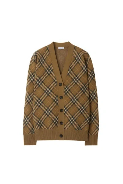Burberry Check Wool Mohair Blend Cardigan