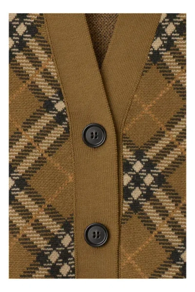Burberry Check Wool Mohair Blend Cardigan