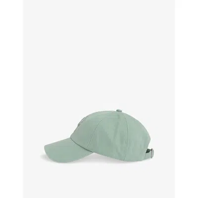 Reiss Mens Elias Logo-embroidered Cotton Cap Washed Green