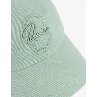 Reiss Mens Elias Logo-embroidered Cotton Cap Washed Green