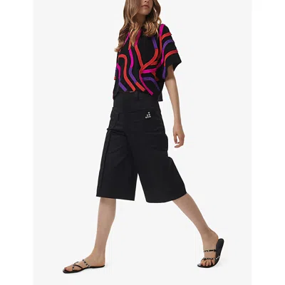 LEEM WOMENS LEEM WIDE-LEG CROPPED WOVEN TROUSERS 