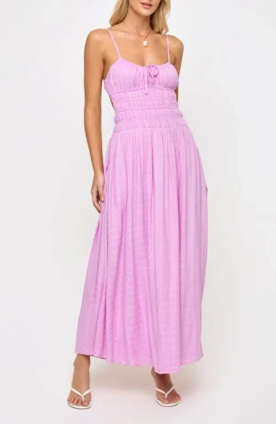 L*space Lspace Tala Shirred Waist Cover-up Maxi Sundress In Pink