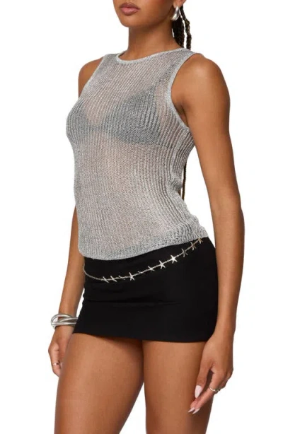 Edikted Amalya Shiny Open Stitch Mesh Tank