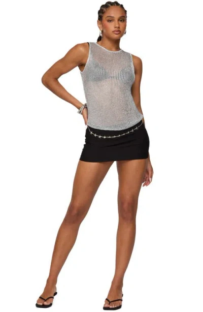 Edikted Amalya Shiny Open Stitch Mesh Tank