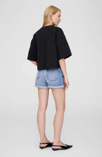 Anine Bing Myers Cropped Tee In Black