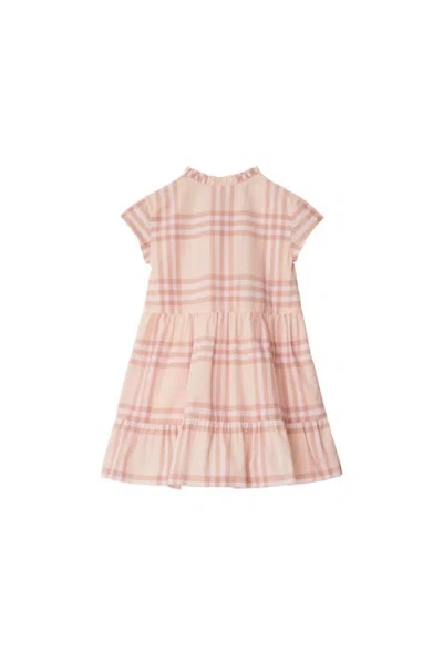 Burberry Girl's Rose Check Smocked Poplin Cap-sleeve Dress