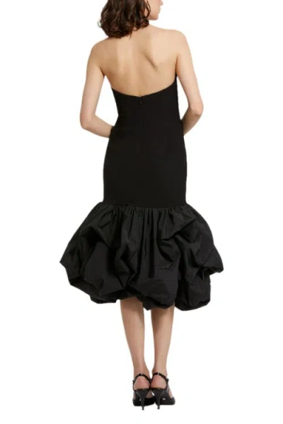 Mac Duggal Crepe Strapless Midi Dress With Taffeta Bubble Hem