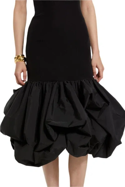 Mac Duggal Crepe Strapless Midi Dress With Taffeta Bubble Hem