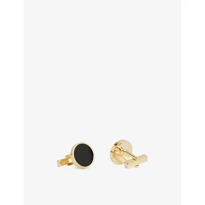 Reiss Mens Ardley Inlaid Cufflinks Gold Onyx