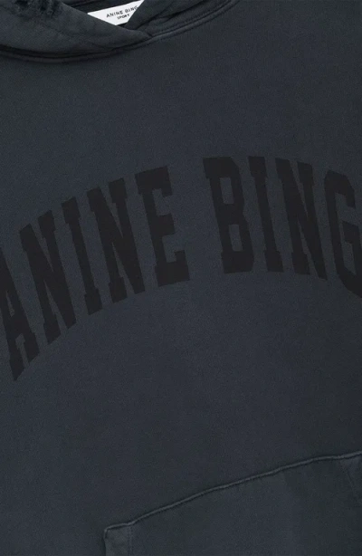 Anine Bing Harvey Logo-print Cotton Hoodie In Blue
