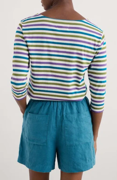 Seasalt Cornwall Sailor Stripe Three Quarter Sleeve Organic Cotton T-shirt