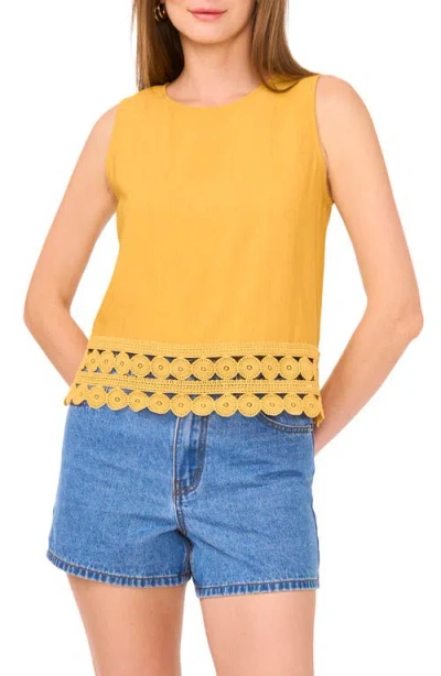 Vince Camuto Circle Lace Trim Tank In Yellow