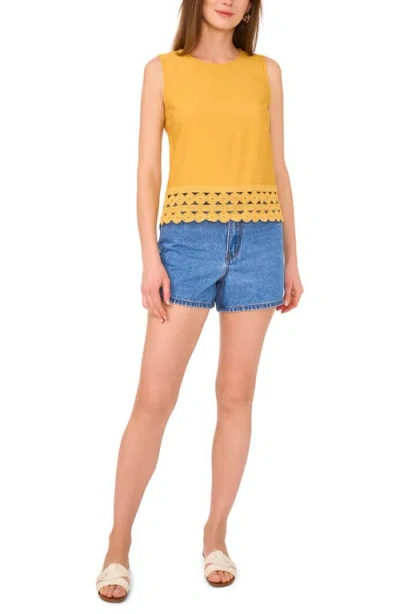 Vince Camuto Circle Lace Trim Tank In Yellow