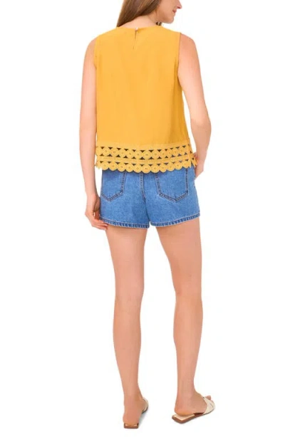 Vince Camuto Circle Lace Trim Tank In Yellow