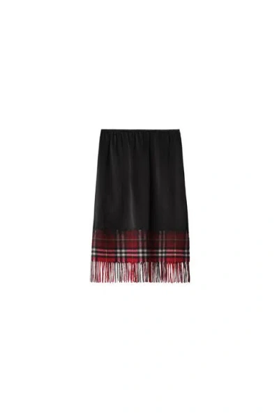Burberry Satin And Check Scarf Skirt
