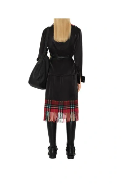 Burberry Satin And Check Scarf Skirt
