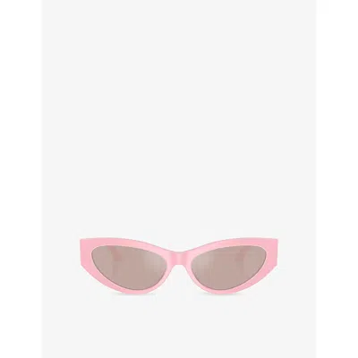 Versace Bright Greca Embellished Cat-eye Sunglasses In Pink