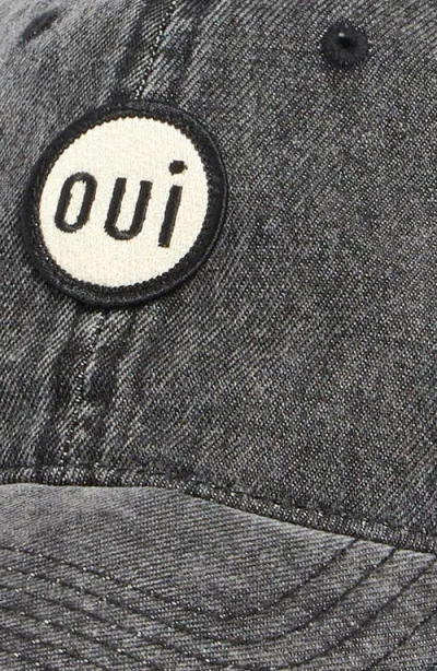 CLARE V CLARE V. OUI PATCH DENIM BASEBALL CAP 
