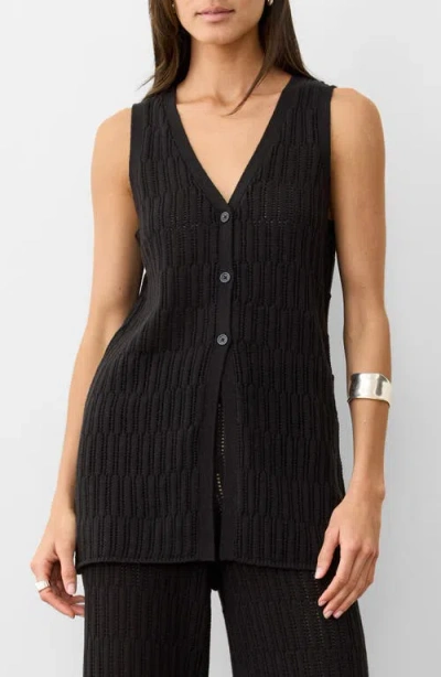 Marine Layer Ray Open Stitch Sweater Vest In Black