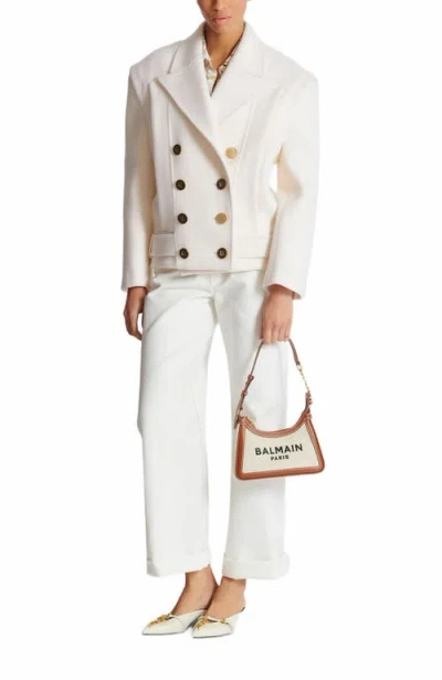 Balmain B-army Canvas And Leather Shoulder Bag