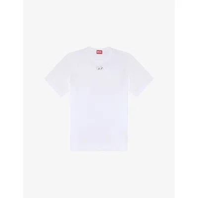 Diesel Cotton T-shirt With Embroidered Details T-norm-int In White