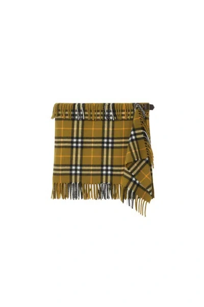 Burberry Women Wool And Cashmere Check Scarf Style Skirt