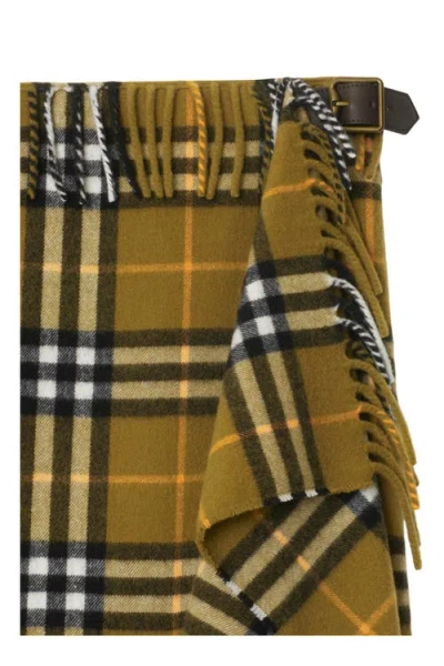 Burberry Women Wool And Cashmere Check Scarf Style Skirt