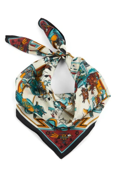 Viens Avec Moi Print Mini Silk Square Scarf
