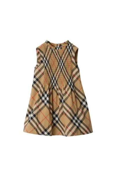 Burberry Check Cotton Poplin Dress In Brown