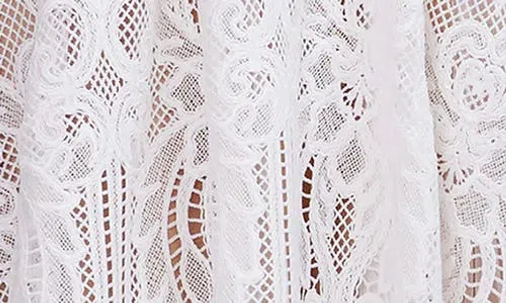 Dress The Population Janis Flutter-Sleeve Lace Maxi Dress - White Nude