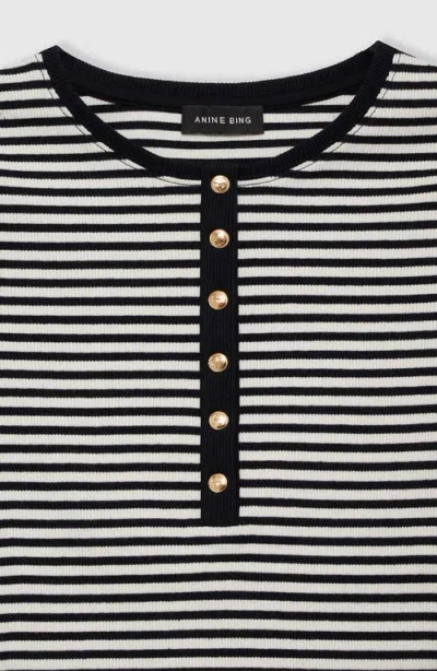 Anine Bing Alessia Striped Stretch-cotton T-shirt