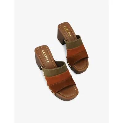 Carvela Comfort Womens  Settanta Suede Platform Heeled Mules
