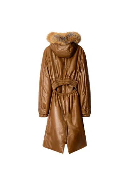 Burberry Faux Fur Trim Leather Parka