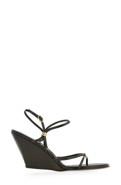 Proenza Schouler Coil Embellished Crinkled Glossed-leather Wedge Sandals