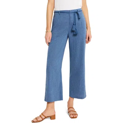 Nic + Zoe Rumba Linen Rope Belt Pant In Blue Mix