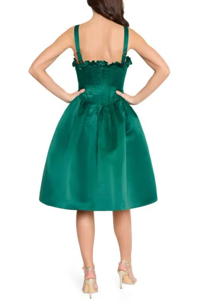 Tahari Asl Ruffle Pleated Fit & Flare Cocktail Dress In Green