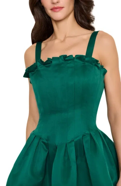 Tahari Asl Ruffle Pleated Fit & Flare Cocktail Dress In Green