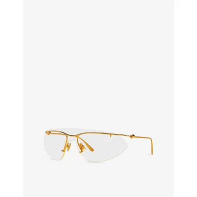 Bottega Veneta Womens  Bv1272s Rectangle-frame Metal Glasses